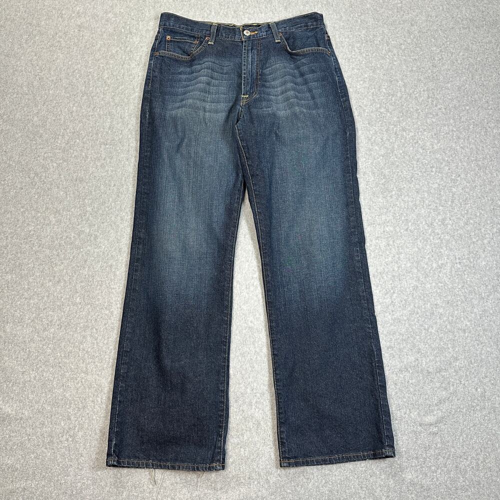 Lucky Brand Jeans Mens Size 32 Blue Denim Dark Wash Mid Rise Classic Fit Grunge